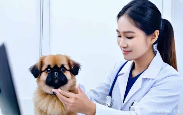 수의사 고객 응대 스킬 - **Prompt:** A compassionate female Thai veterinarian, in her late 30s with kind eyes and a gentle sm...